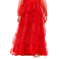 Kinder Mädchen Beetle Juice Lydia Kostüm rotes Hochzeitskleid Brautkostüm Cosplay Kostüm Outfits Halloween Karnevalskostüm