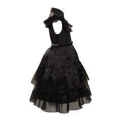 Kinder Mädchen Addams Mittwoch Kleid ärmellos schwarz Kleid