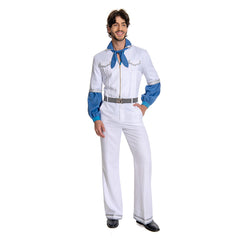 Herren Cosplay Kostüm Jumpsuit Outfits Halloween Karneval Anzug ABBA Benny Anderson Retro Style