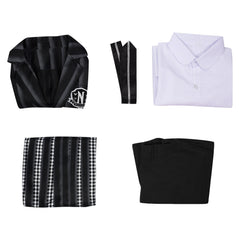 Kinder Mädchen Kostüm Mittwoch Addams in blauer Schuluniform Halloween Cosplay Outfit mit Rock