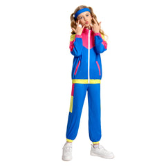 Kinder 80er Cosplay Kostüm Outfits Halloween Karneval Anzug Retro Trainingsanzug