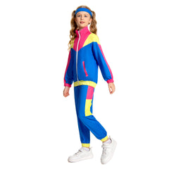 Kinder 80er Cosplay Kostüm Outfits Halloween Karneval Anzug Retro Trainingsanzug