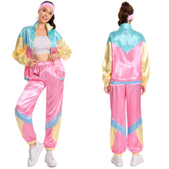 Damen 80er Jahre Kostüm Cosplay Kostüm Outfits Halloween Karneval Party Anzug 2 Stück Windbreaker Outfits 80er Jahre Trainingsanzug