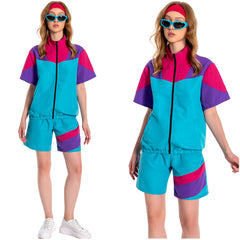 unisex Jogging Anzüge 2 Stück Set Cosplay Kostüm Outfits Halloween Karneval Anzug 80er 90er Jahre Trainingsanzüge Set