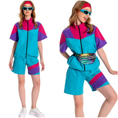 unisex Jogging Anzüge 2 Stück Set Cosplay Kostüm Outfits Halloween Karneval Anzug 80er 90er Jahre Trainingsanzüge Set