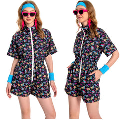 Damen 2 Stück Outfits 80er 90er Jahre Trainingsanzüge Set Jogginganzüge Kostüm Outfits Halloween Karnevalsanzug