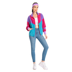 Damen rosa Cosplay Kostüm Outfits Halloween Karneval Anzug Jacke 80er