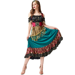 Damen Kleid Flamenco Kostüm STARLIGHT GYPSY Bühnen-Performance Wahrsagerin Cosplay Kostüm Outfits Halloween Karneval Anzug