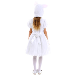 Kinder Mädchen Osterhasenkostüm Weiß, rot und schwarz dreifarbiges Hängeohr-Kaninchen-Kostüm
