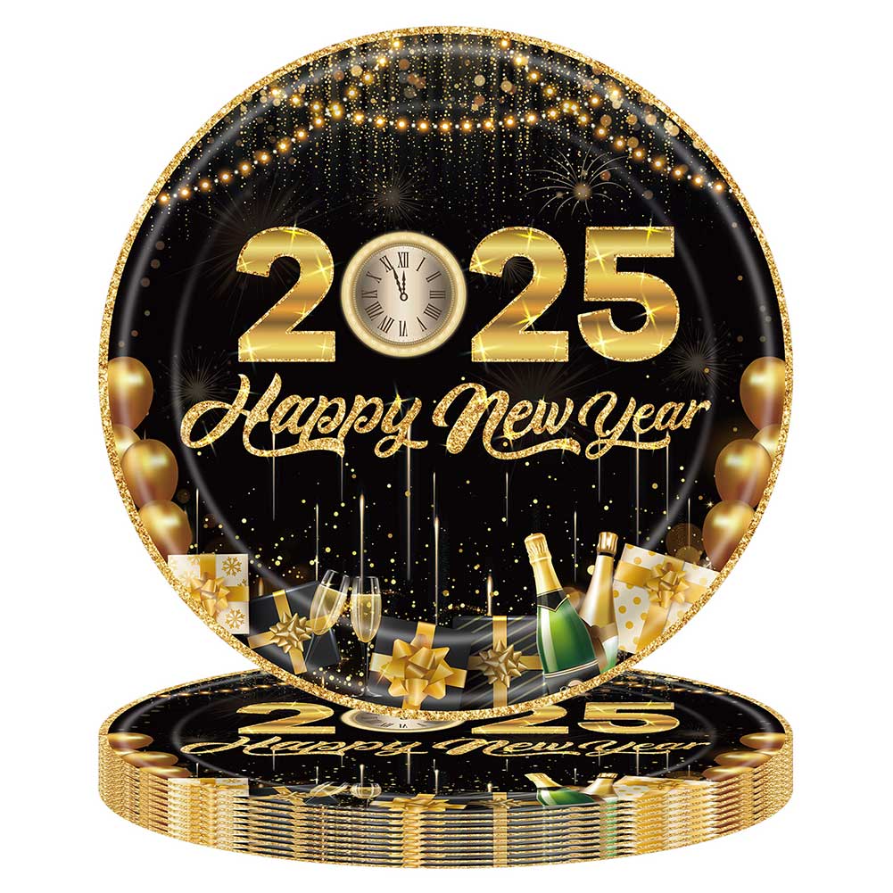 2025 Neujahrsparty Geschirr Set Einweg Party Tischtuch Prop