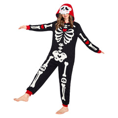 Erwachsene Unisex Schlafanzug Leuchtender Totenkopf einteiliger Pyjama