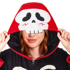 Erwachsene Unisex Schlafanzug Leuchtender Totenkopf einteiliger Pyjama
