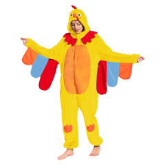 Erwachsene Unisex Gelber Truthahn Tier kostüm grün Schlafanzug einteiliger Pyjama