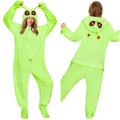 Erwachsene Unisex Aliens kostüm grün Schlafanzug einteiliger Pyjama