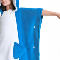 Kinder blau Hai Strandtücher mit Kapuze Tierkostüm Sommer Robe