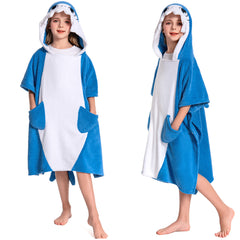 Kinder blau Hai Strandtücher mit Kapuze Tierkostüm Sommer Robe