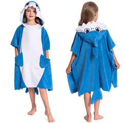 Kinder blau Hai Strandtücher mit Kapuze Tierkostüm Sommer Robe