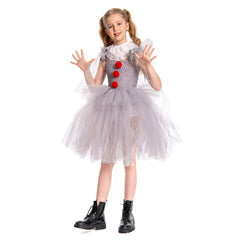 Kinder Mädchen Pennywise Cosplay Kostüm Halloween Karneval Kleid
