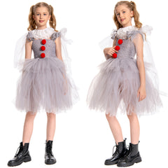 Kinder Mädchen Pennywise Cosplay Kostüm Halloween Karneval Kleid
