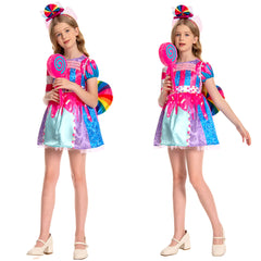 Kinder Mädchen Zuckerwerk Cosplay Kostüm Outfits Fantasia Halloween Karneval Party
