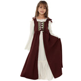 Kinder Mädchen quadratischer Kragen Mittelalter Renaissance Retro Kleid Cosplay Kostüm Mittelalterkleid Outfits Halloween Karneval Anzug