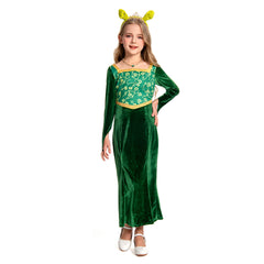 Kinder Mädchen Shrek Prinzessin-Fiona Kleid Cosplay Kostüm Outfits Party Verkleidung Anzug