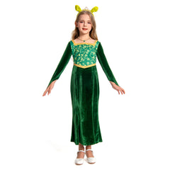 Kinder Mädchen Shrek Prinzessin-Fiona Kleid Cosplay Kostüm Outfits Party Verkleidung Anzug