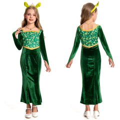 Kinder Mädchen Shrek Prinzessin-Fiona Kleid Cosplay Kostüm Outfits Party Verkleidung Anzug