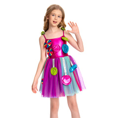 Kinder Mädchen Süßigkeit Cosplay Kostüm Outfits Fantasia Halloween Karneval Party