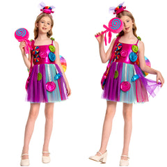 Kinder Mädchen Süßigkeit Cosplay Kostüm Outfits Fantasia Halloween Karneval Party