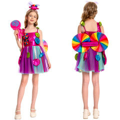 Kinder Mädchen Süßigkeit Cosplay Kostüm Outfits Fantasia Halloween Karneval Party