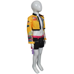 Kinder Mädchen Rumi Cosplay Kostüm Perücke Ohrringe Halloween Karneval Party Anzug