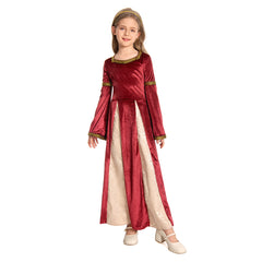 Kinder Retro Medieval Mädchen Kleid Rot Partykleid Kostüm Outfits Halloween Karneval Party Anzug