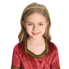 Kinder Retro Medieval Mädchen Kleid Rot Partykleid Kostüm Outfits Halloween Karneval Party Anzug