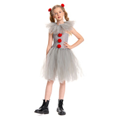 Mädchen Tülle Kleid Pennywise Hochzeit Partykleid Geburstag Festkleid Ärmellos Kostüm