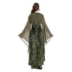 Damen Mittelalter Kleid mit Kapuze Halloween Karneval Cosplay Kleid