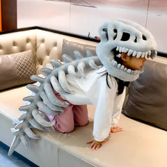Lustiger Dinosaurier-Skelett-Kopfbedeckung Plüschtier für Erwachsene & Kinder – Perfekt für Cosplay, Karneval & Mottopartys