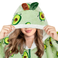Erwachsene Unisex Avocado tragbar Decke mit Kapuze Homewear