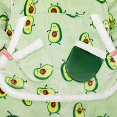 Erwachsene Unisex Avocado tragbar Decke mit Kapuze Homewear