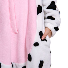 Erwachsene Unisex Kuh Tierkostüm rosa Schlafanzug einteiliger Pyjama