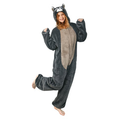 Erwachsene Unisex Waschbär Tierkostüm Schlafanzug einteiliger Pyjama