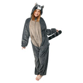 Erwachsene Unisex Waschbär Tierkostüm Schlafanzug einteiliger Pyjama