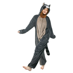 Erwachsene Unisex Waschbär Tierkostüm Schlafanzug einteiliger Pyjama