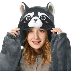 Erwachsene Unisex Waschbär Tierkostüm Schlafanzug einteiliger Pyjama