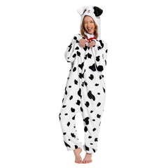 Erwachsene Unisex gefleckte Hund Tierkostüm Schlafanzug einteiliger Pyjama