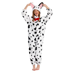 Erwachsene Unisex gefleckte Hund Tierkostüm Schlafanzug einteiliger Pyjama