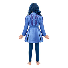Kinder Mädchen blau Kleid Descendants Chloe Cosplay Kostüm - Perfekt für Halloween Karneval Mottoparty Convention