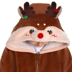 Kinder Rentier tragbar Decke mit Kapuze Reh Bambi Tiekostüm Homewear