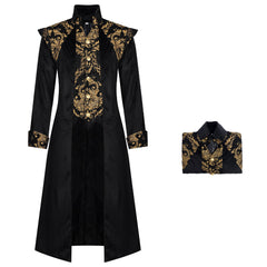 Herren Viktorianischer Gothic Herren Frack - Mittelalter Steampunk Jacke, Retro Uniform Mantel für Karneval Bühnenauftritt