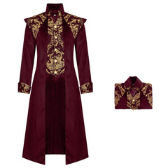 Herren Viktorianischer Gothic Herren Frack - Mittelalter Steampunk Jacke, Retro Uniform Mantel für Karneval Bühnenauftritt